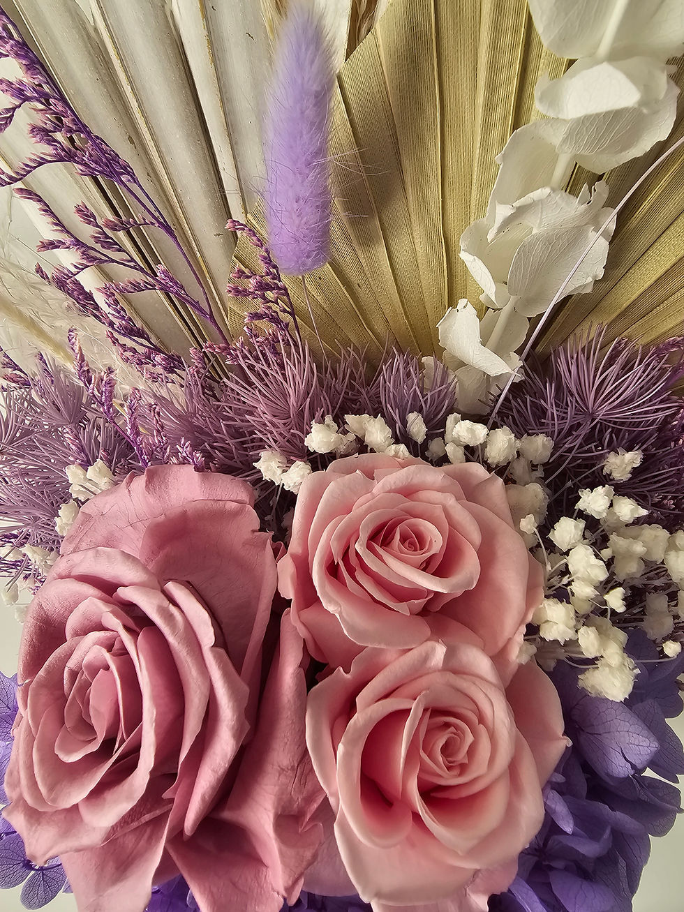 Thumbnail: dried pink & purple flower arrangement