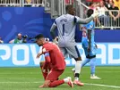 Cristiano Ronaldo lamentando em gol perdido