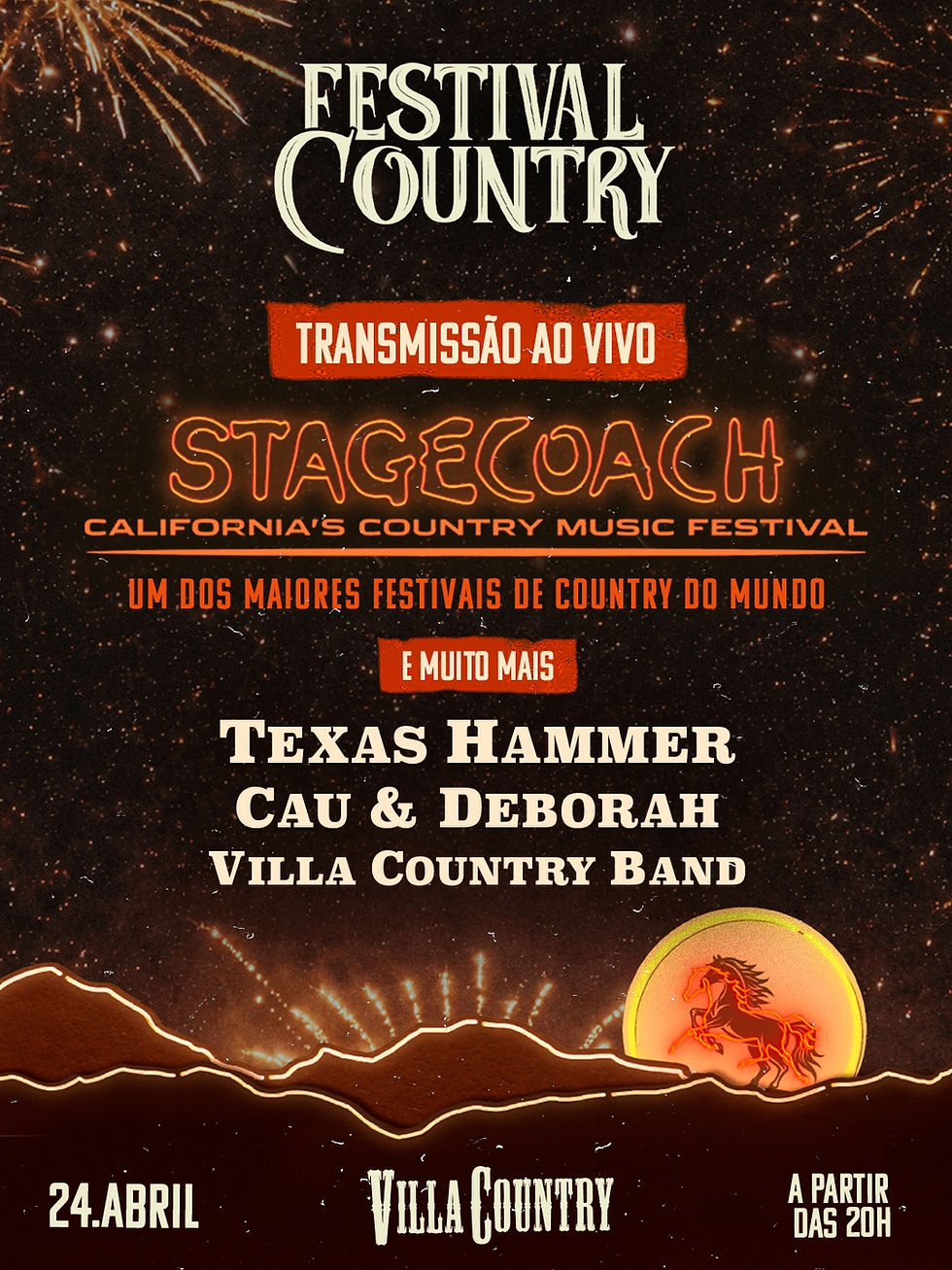 Villa Country promove edição especial do Festival Country com transmissão inédita do Stagecoach direto da Califórnia