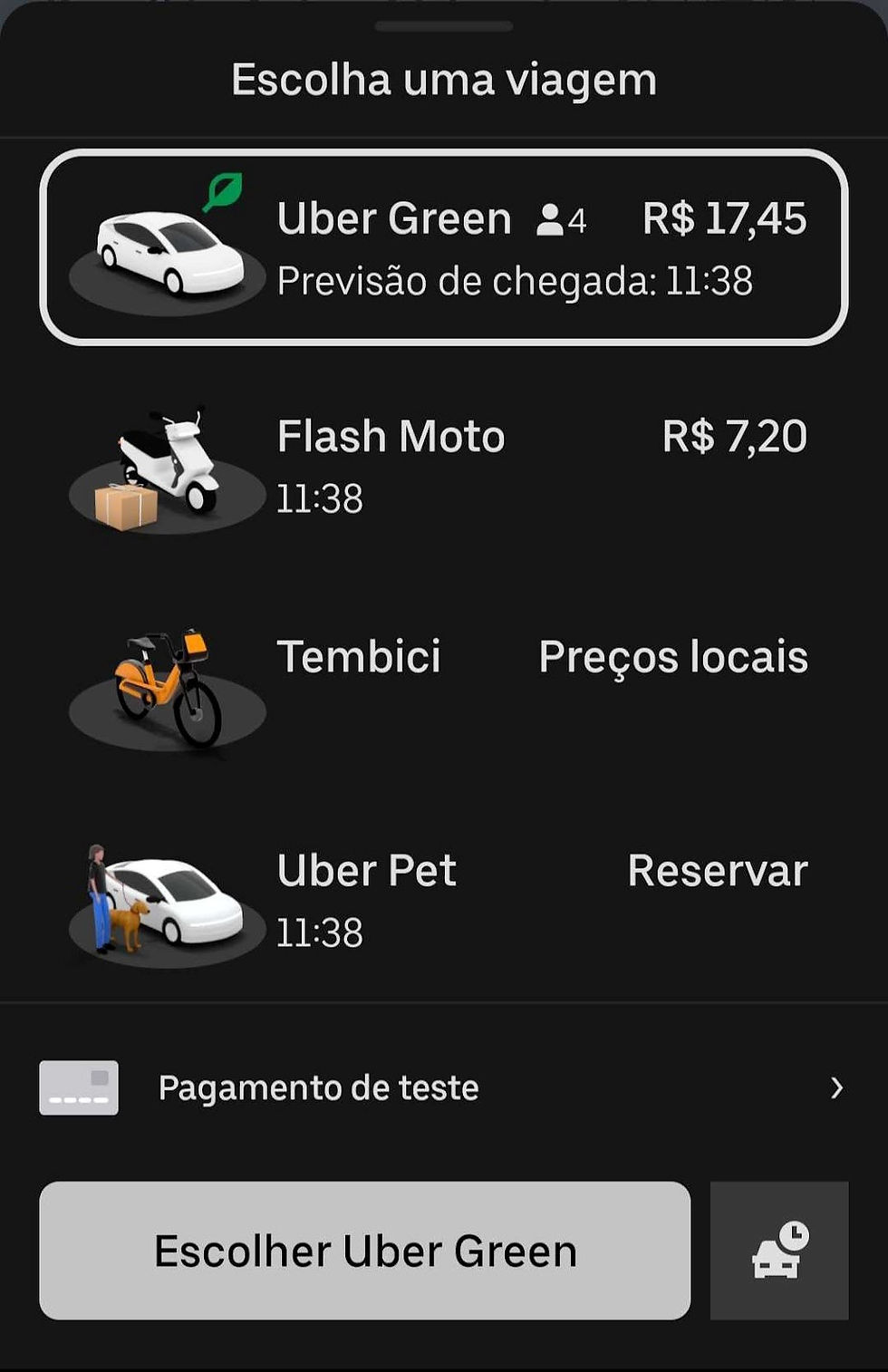 Uber lança modalidade UBER GREEN - Foto App