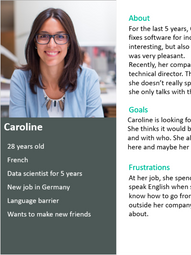 User persona for Caroline
