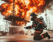 BOMBERO USANDO OVEROL IGNIFUGO
