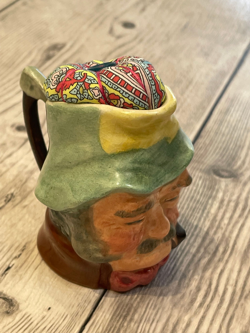 Thumbnail: Small Toby Head Eggcup Pincushion Whimsy