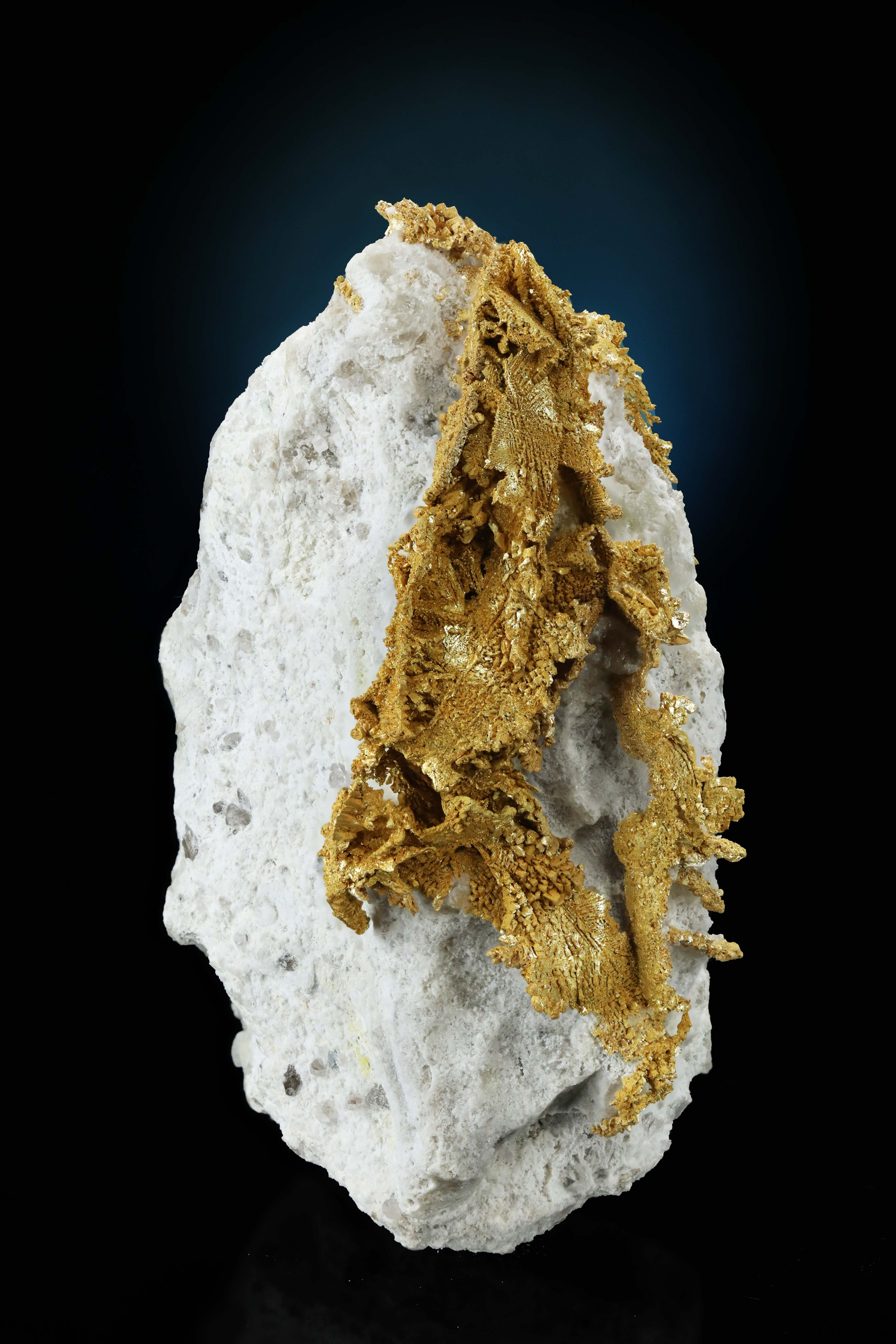 Gold Crystals on Quartz - Round Mountain Mine, Nye County, Nevada, USA
