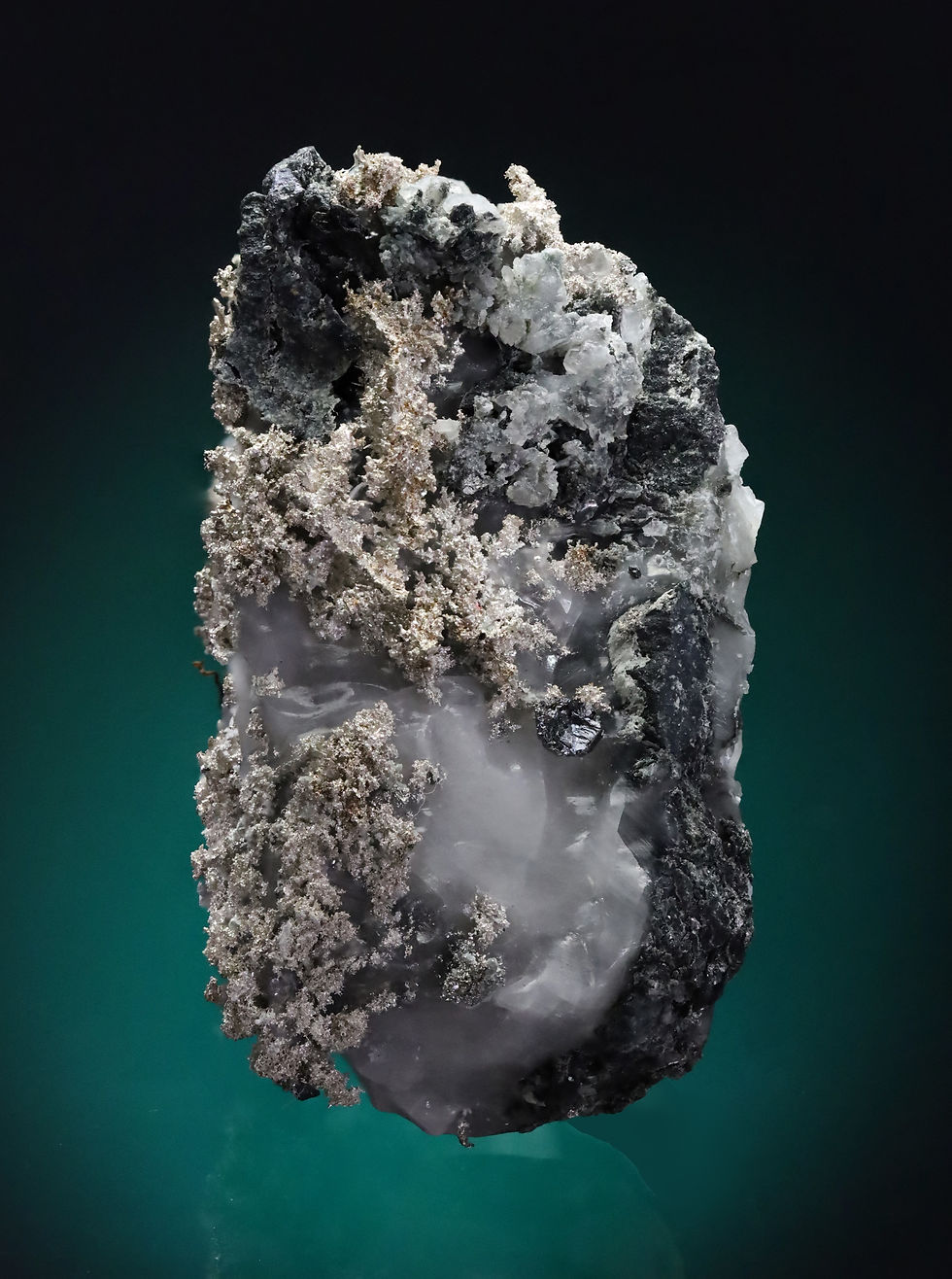 Thumbnail: Crystallized Native Silver on Calcite Matrix Bouismas Mine, Morocco