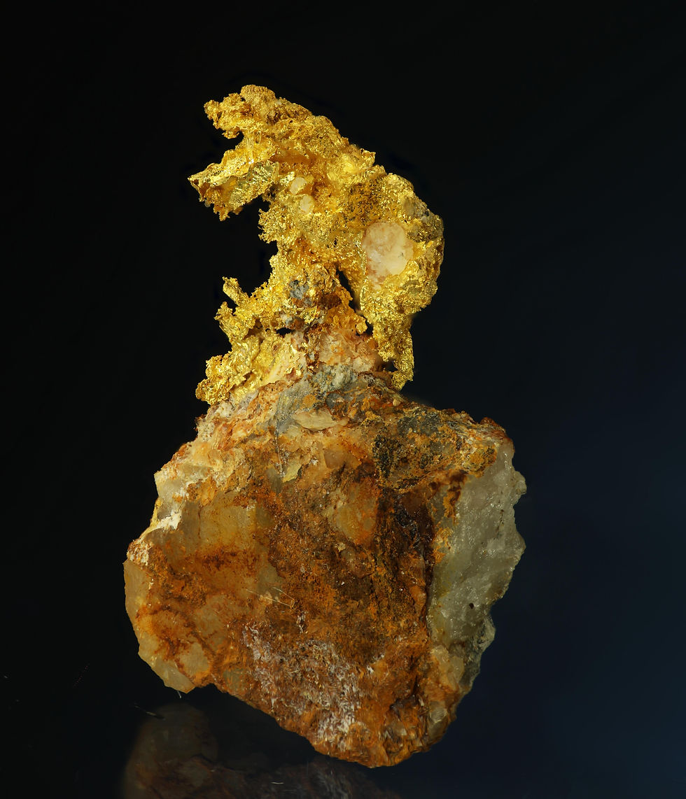 Thumbnail: Crystalline Gold on Quartz Kelsey Mining District, El Dorado County