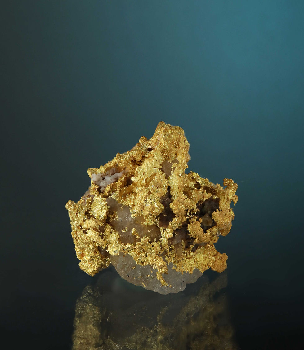 Thumbnail: Crystallized Gold on Quartz - Sonora, Mexico
