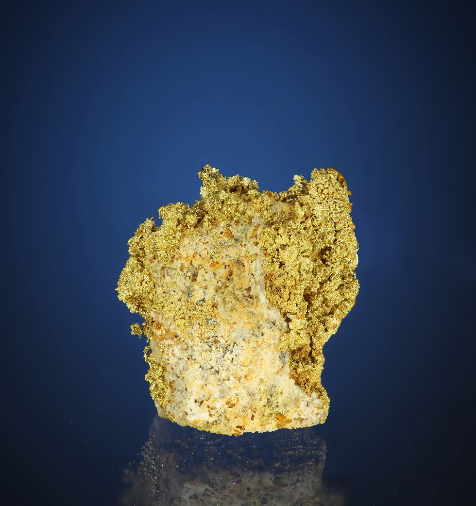 Thumbnail: Native Gold on Quartz - Manhattan Mining District, Nye County, Nevada