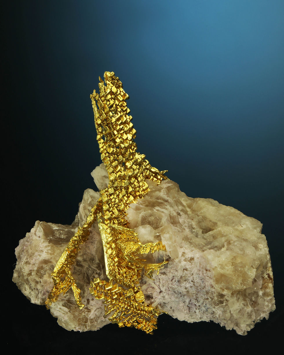 Thumbnail: Herringbone Cubic Gold Crystal - Round Mountain Mine, Nye County, Nevada, USA