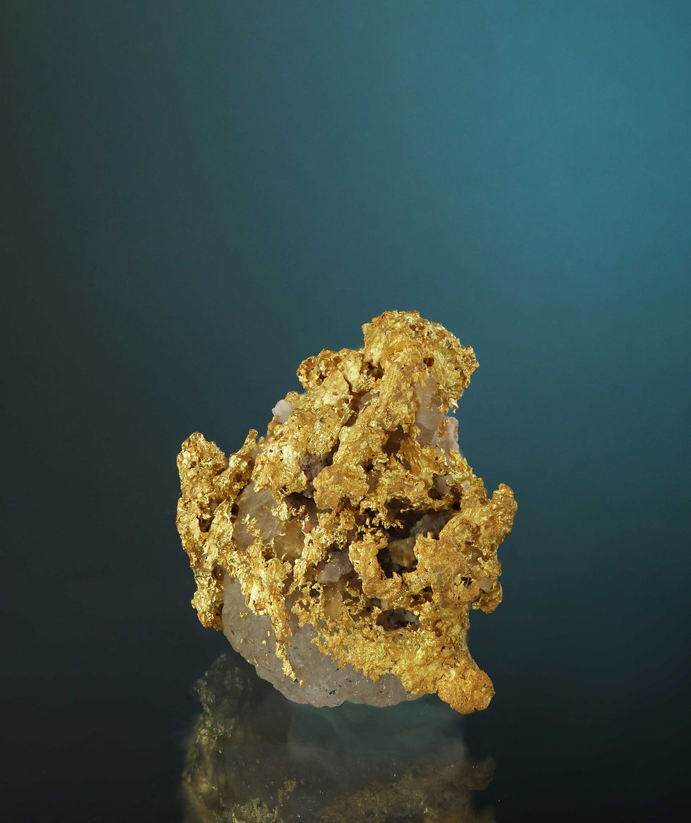 Thumbnail: Crystallized Gold on Quartz - Sonora, Mexico