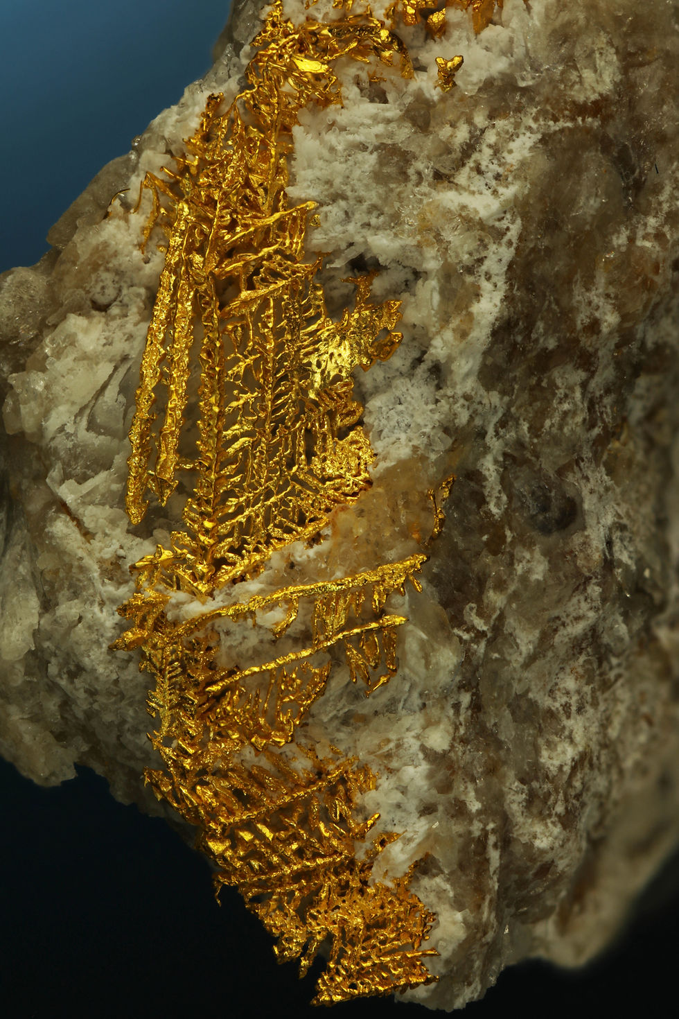 Thumbnail: Herringbone Gold Crystal - Round Mountain Mine, Nye County, Nevada