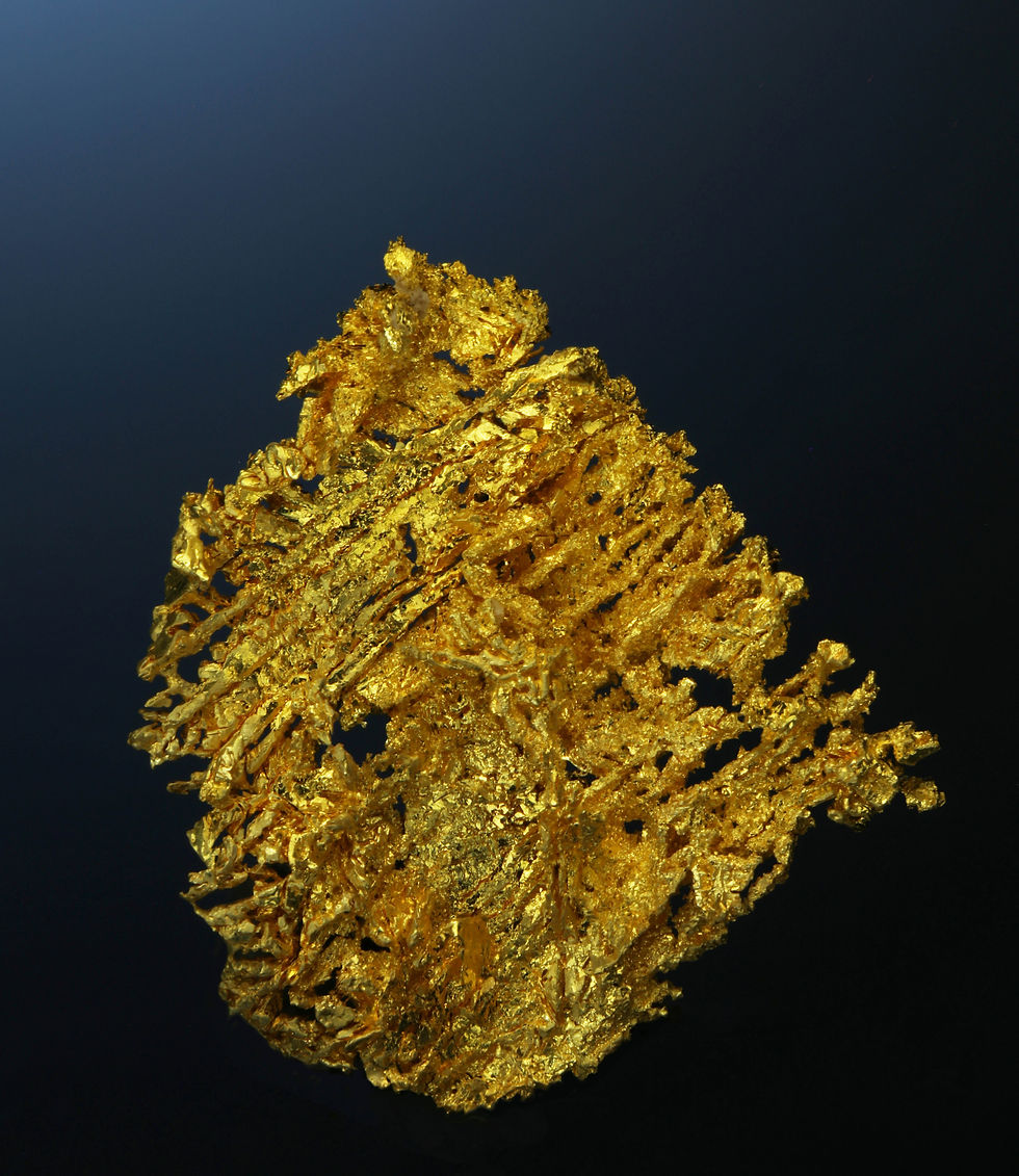 Thumbnail: Herringbone Gold Leaf Crystal - Round Mountain Mine, Nye County, Nevada, USA