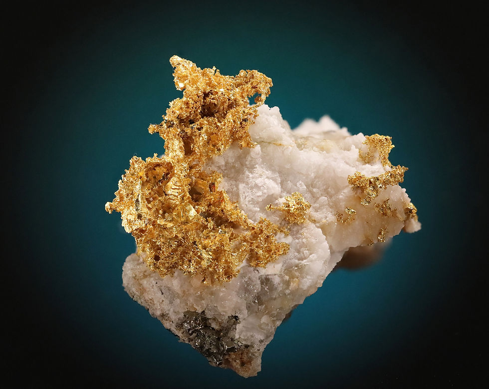 Thumbnail: Crystallized Gold with Quartz Matrix and Pyrite Cubes - Original 16 to 1 Mine