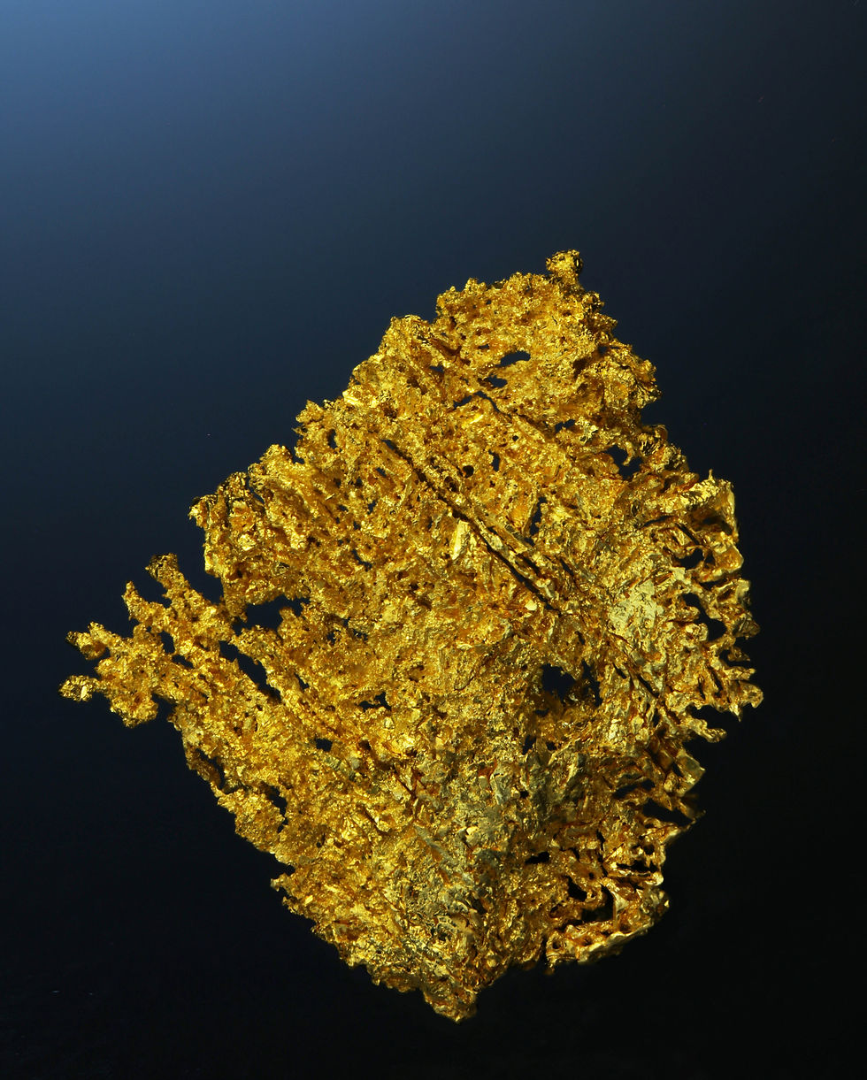 Thumbnail: Herringbone Gold Leaf Crystal - Round Mountain Mine, Nye County, Nevada, USA