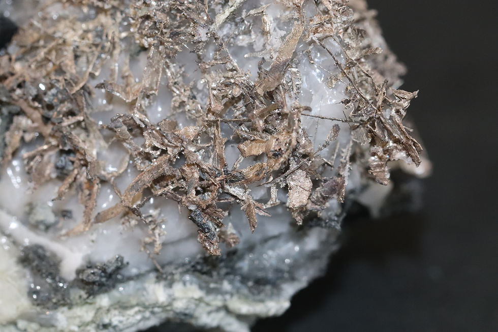 Thumbnail: Native Silver Crystallized flat plates on Calcite