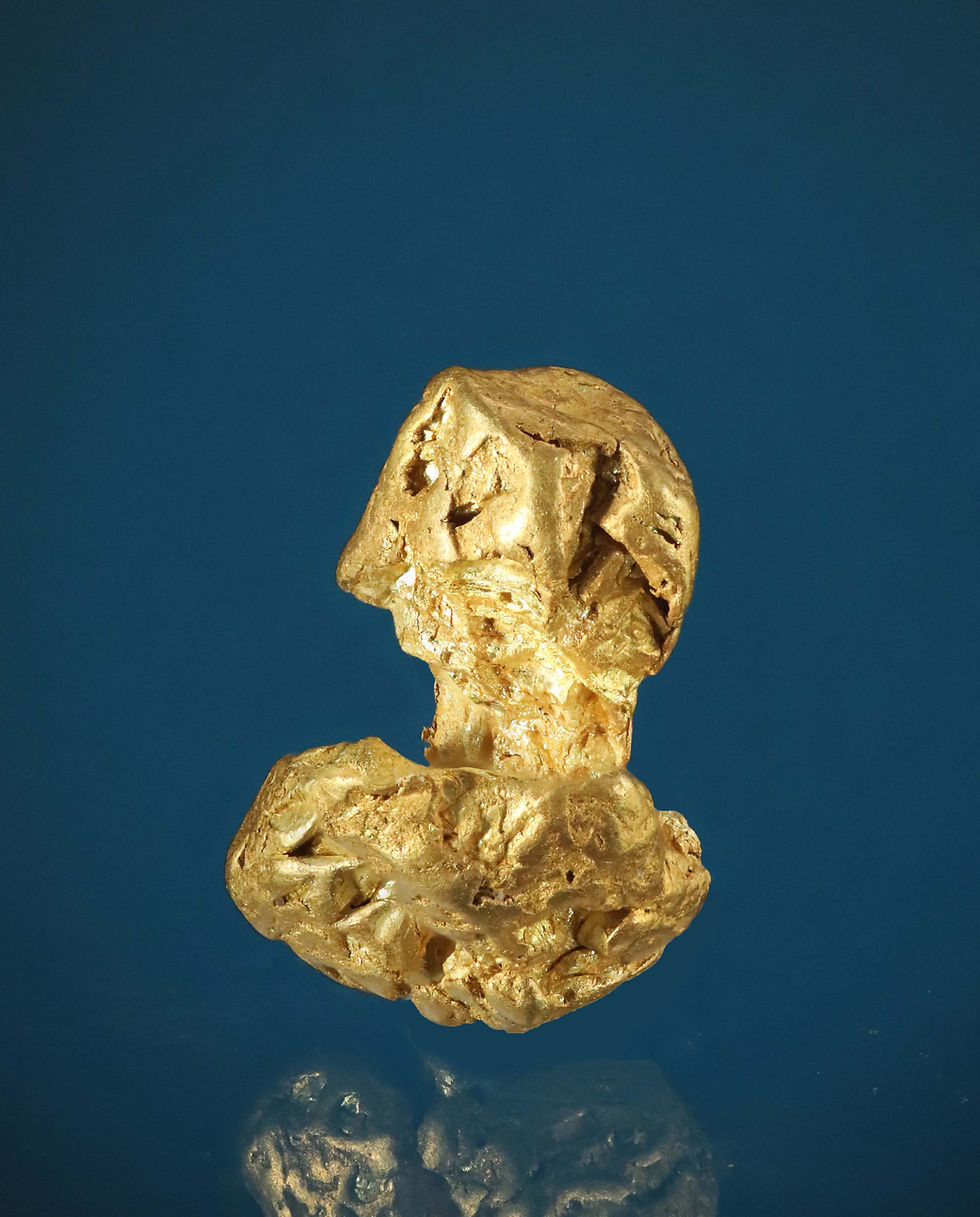 Thumbnail: Spinel Twin Octahedral Gold Nugget - Dublin Gulch, Mayo District Canada