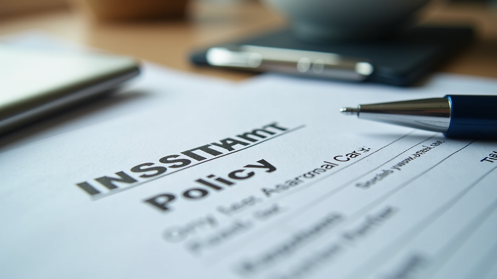 Close-up view of a car insurance policy document