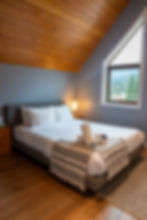 Bedroom in a-frame cabin, golden, bc