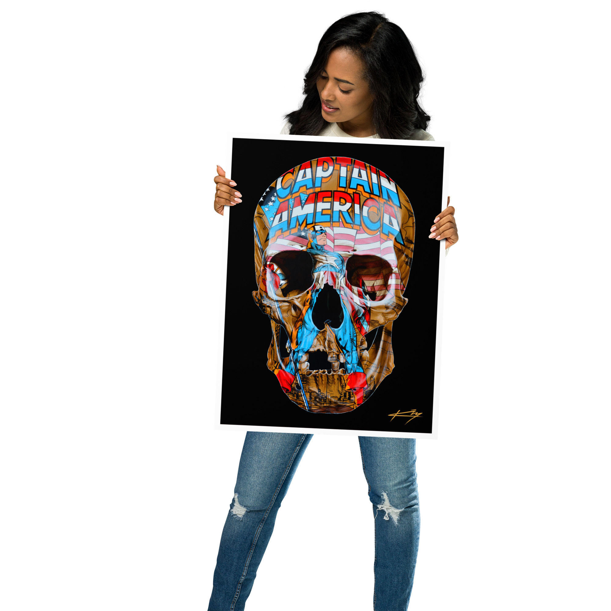 Captain America Skull Art Print