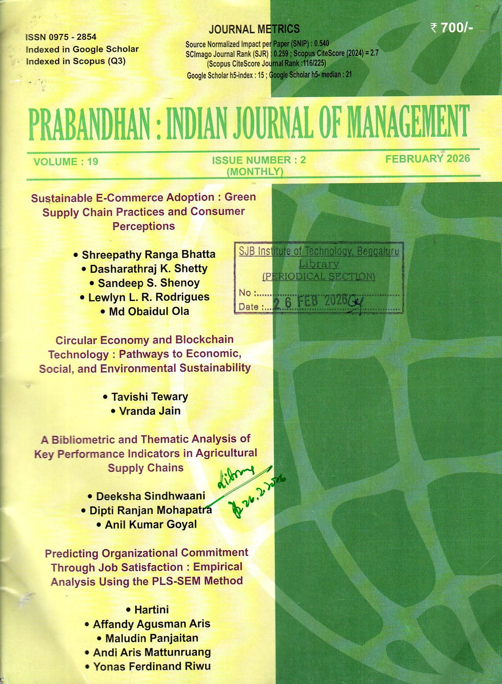 Prabandhan: Indian Journal of Management: Feb-2026, Vol - 19, Issue -02