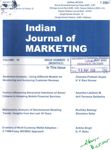 Indian Journal of Marketing : May 2025, Vol - 55, Issue -05
