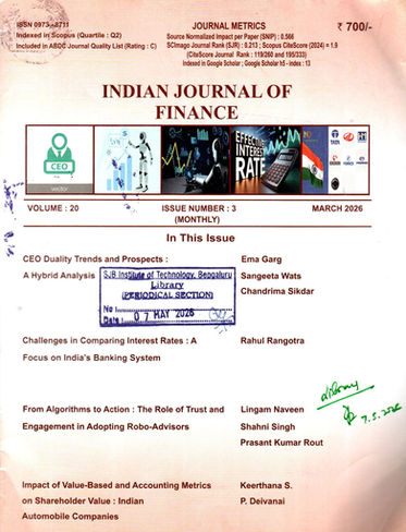 Indian Journal of Finance: Mar-2026, Vol - 20, Issue- 03