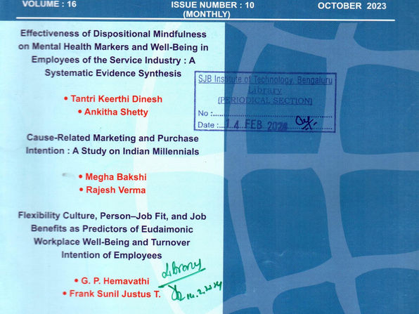 Prabandhan: Indian Journal of Management: Oct-2023, Vol - 16, Issue -10