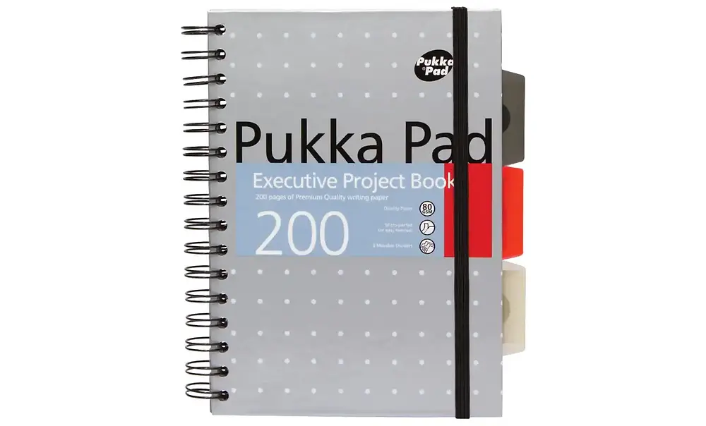 Pukka Pad Metallic Executive A5 Wirebound Grey Cardboard Cover Project Book Rule