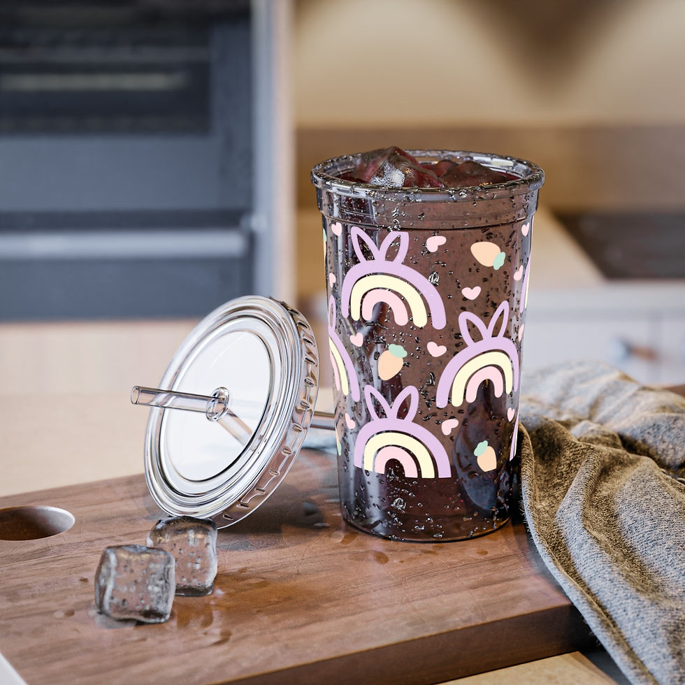 Thumbnail: Rainbow Pastel Bunny  - Acrylic Cup
