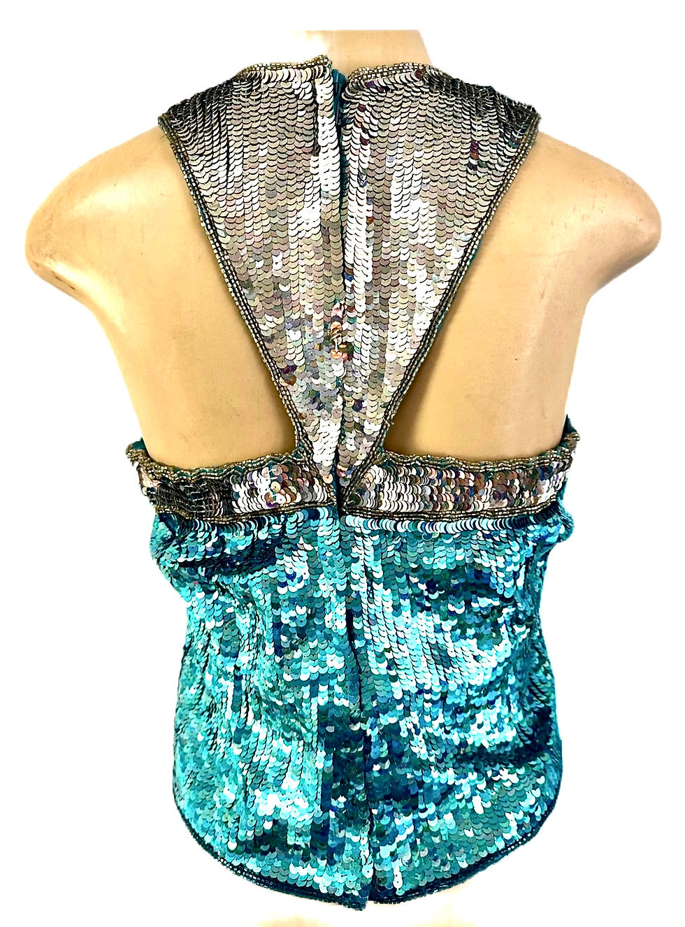 Thumbnail: Sequin Top Turquoise Silver