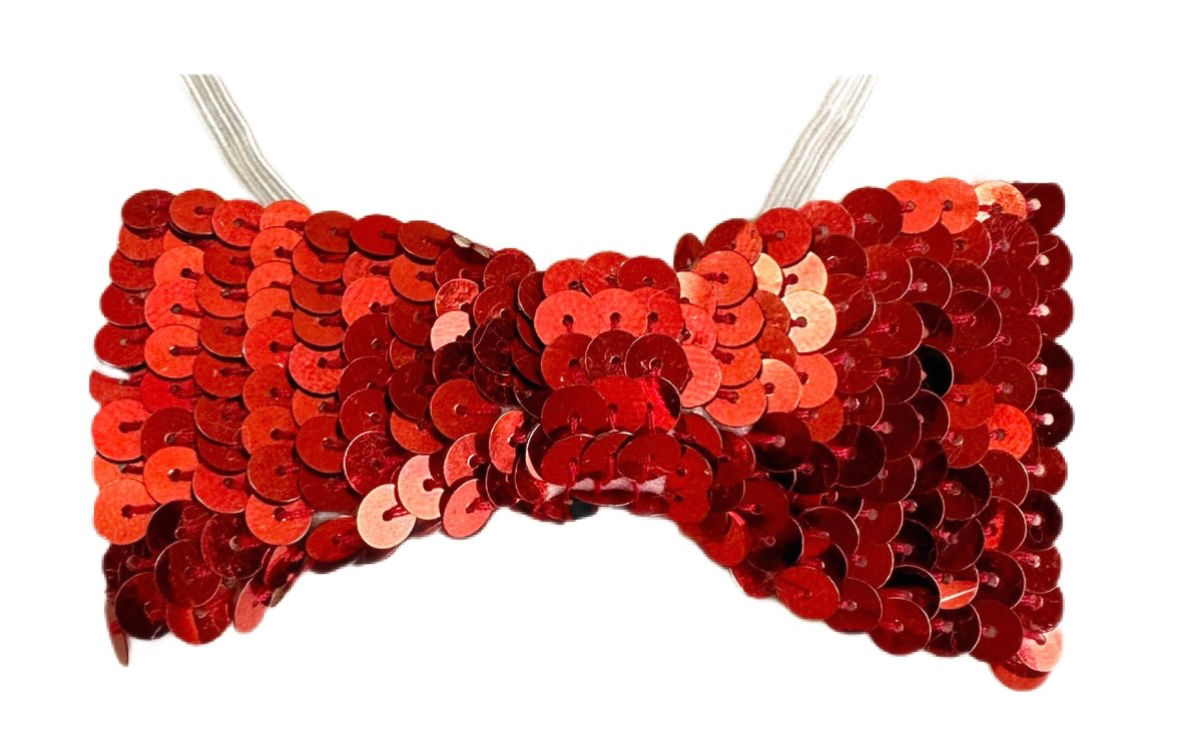 Sequined Bow Tie Red Adult Unisex 