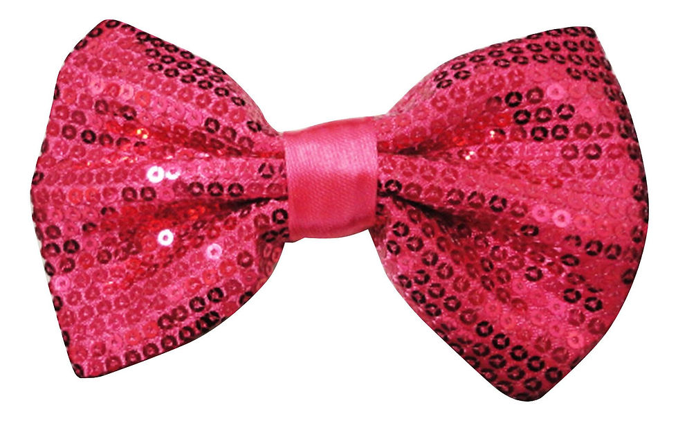 Sequins Fabric Bow Tie FUSHIA HOT PINK Adult Unisex