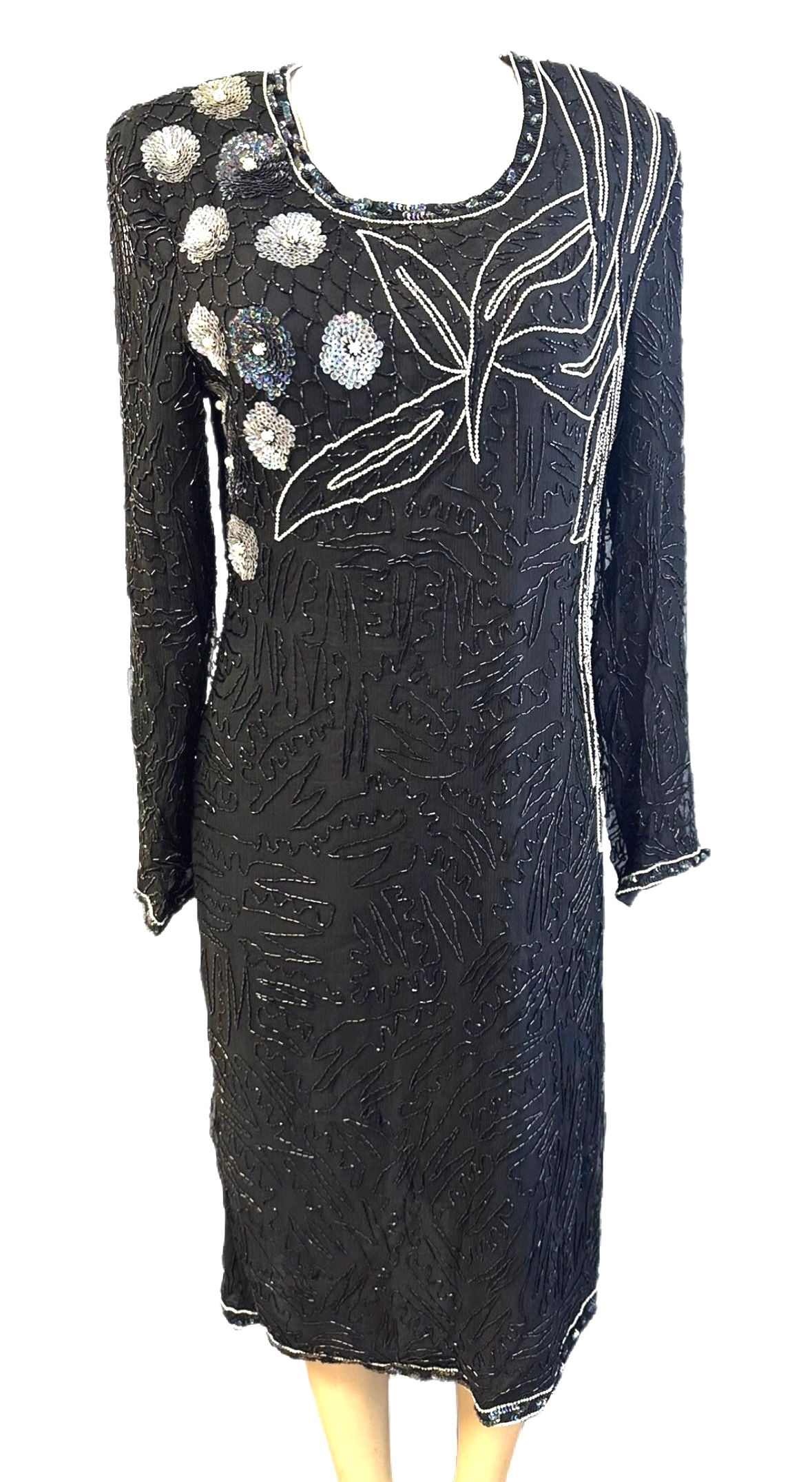 Sequin Beaded Dress Black