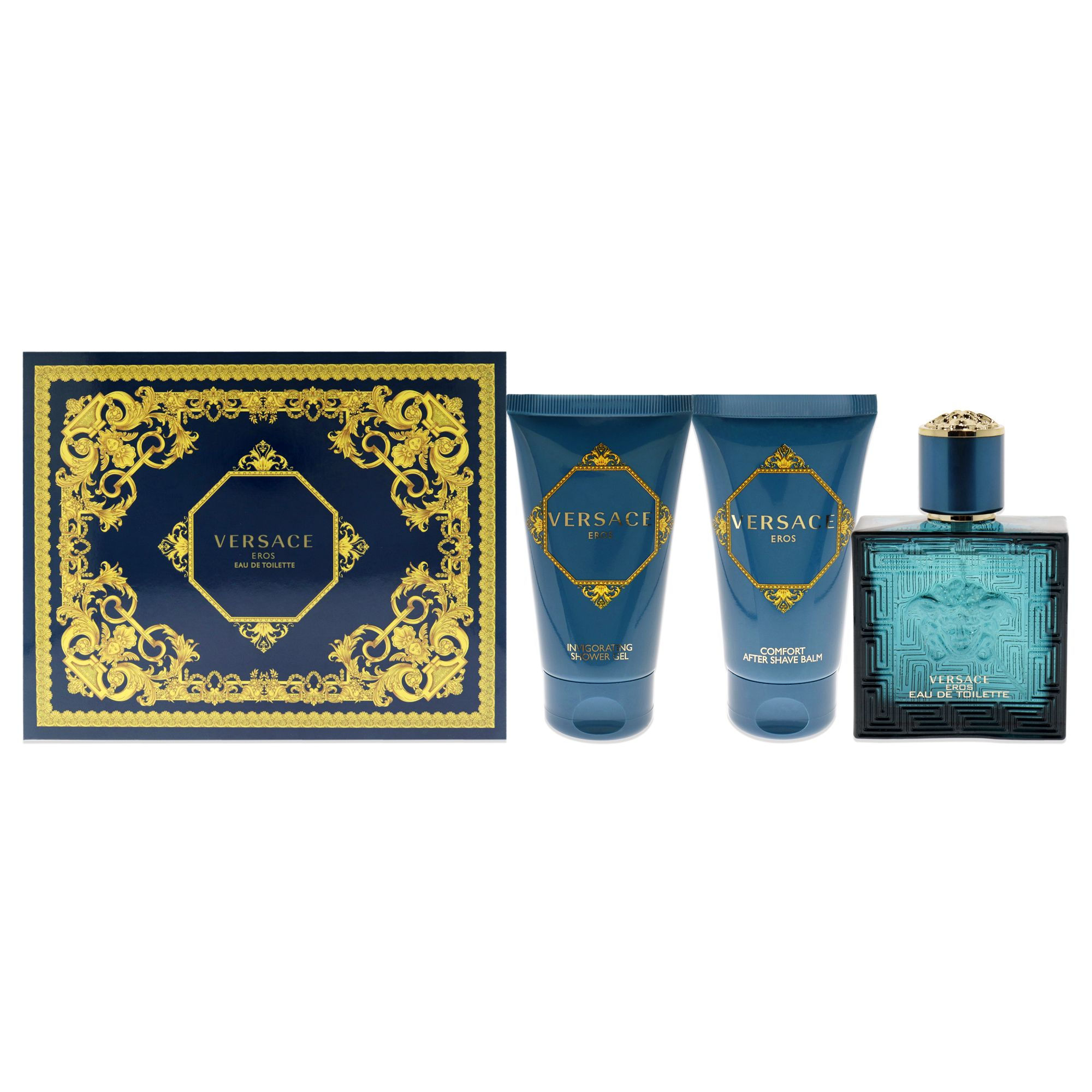 Versace Eros by Versace for Men - 3 Pc Gift Set 1.7 oz EDT Spray, 1.7 oz Comfort