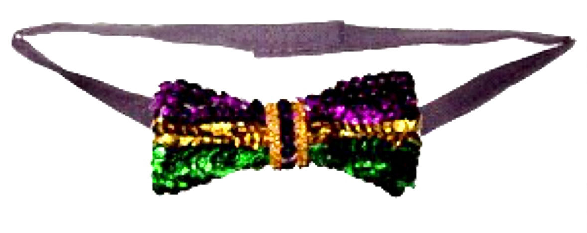 Sequin Bow Tie Mardigra Stripes Adult Unisex