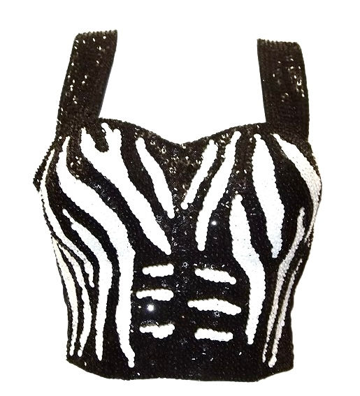 Sequin Bustier Halter Top Zebra New Size XL
