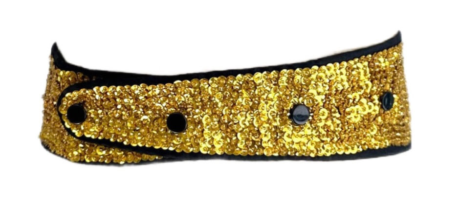 Thumbnail: Sequin Cummerbund Fashion Belt Gold