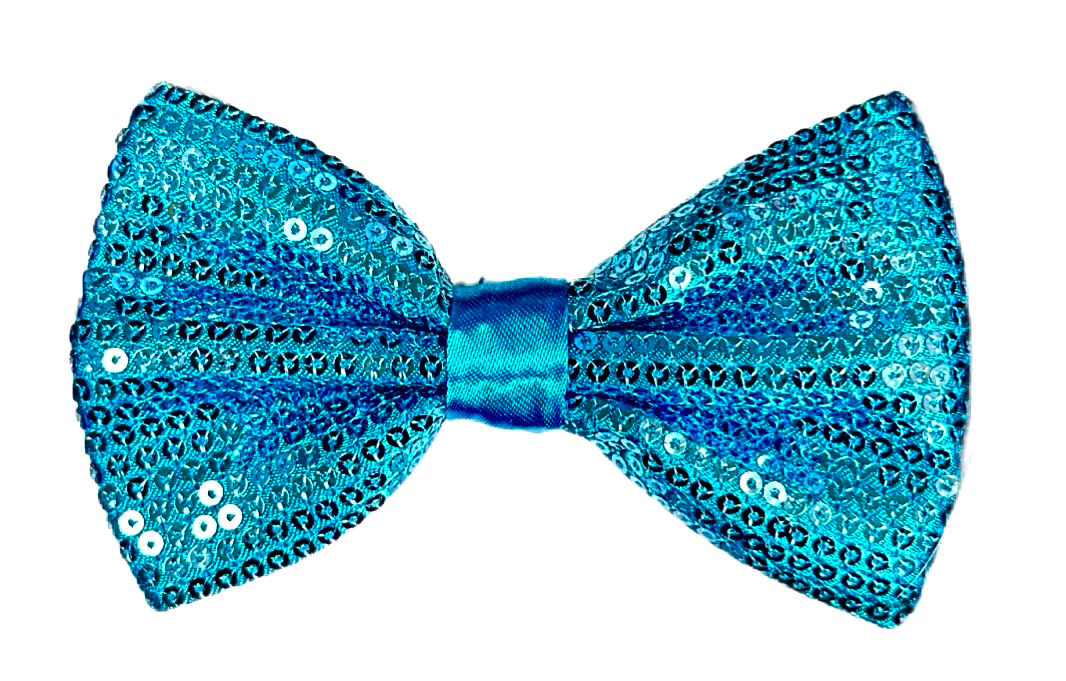 Sequin Fabric Bow Tie TurquoiseAdult Unisex 