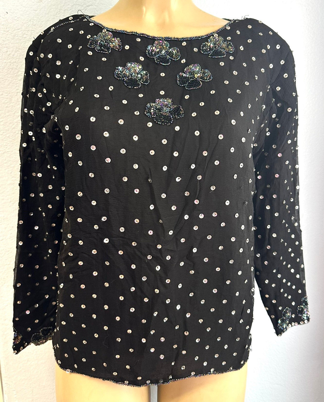 Sequin Lace Top Black size M only