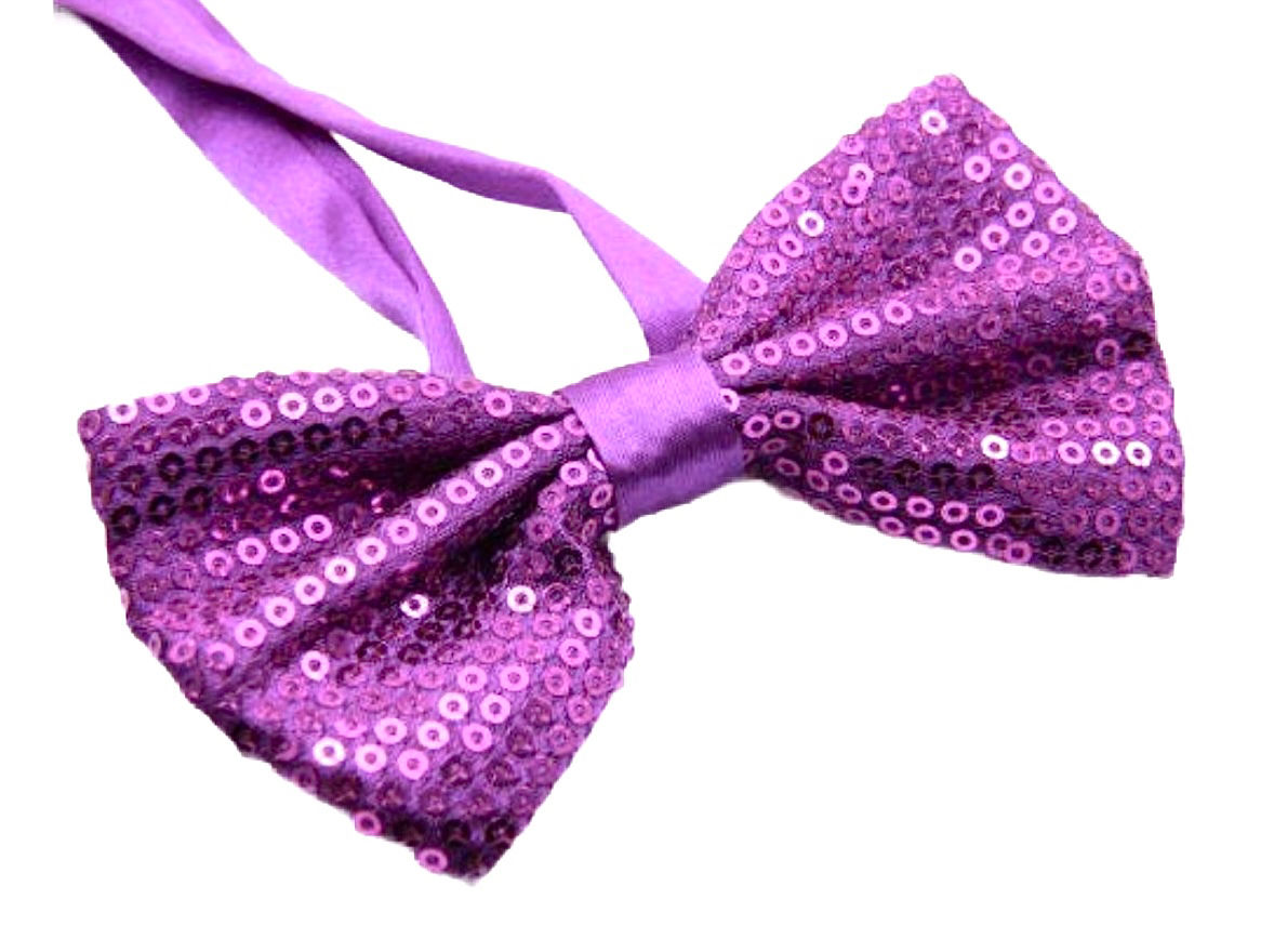 Sequin Fabric Bow Tie Purple Adult Unisex