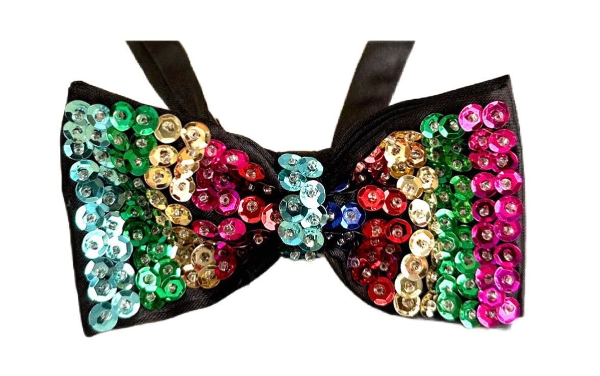 Sequin Bow Tie Rainbow Adult Unisex