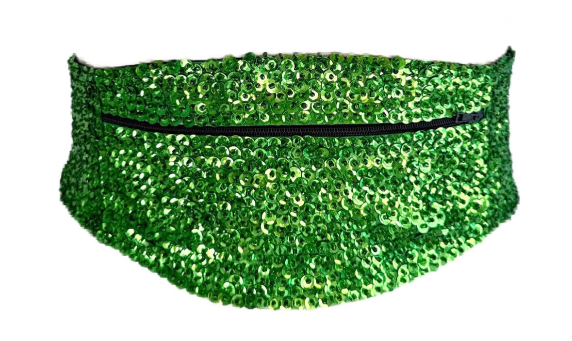 Sequin Cummerbund Fashion Belt Green