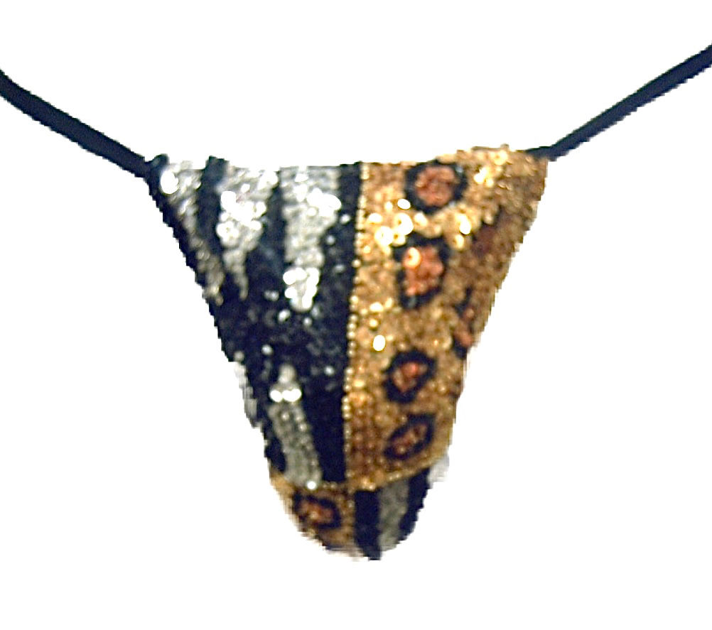 Men's Sequin G-String Tiger/Leopard (one size fits most)
