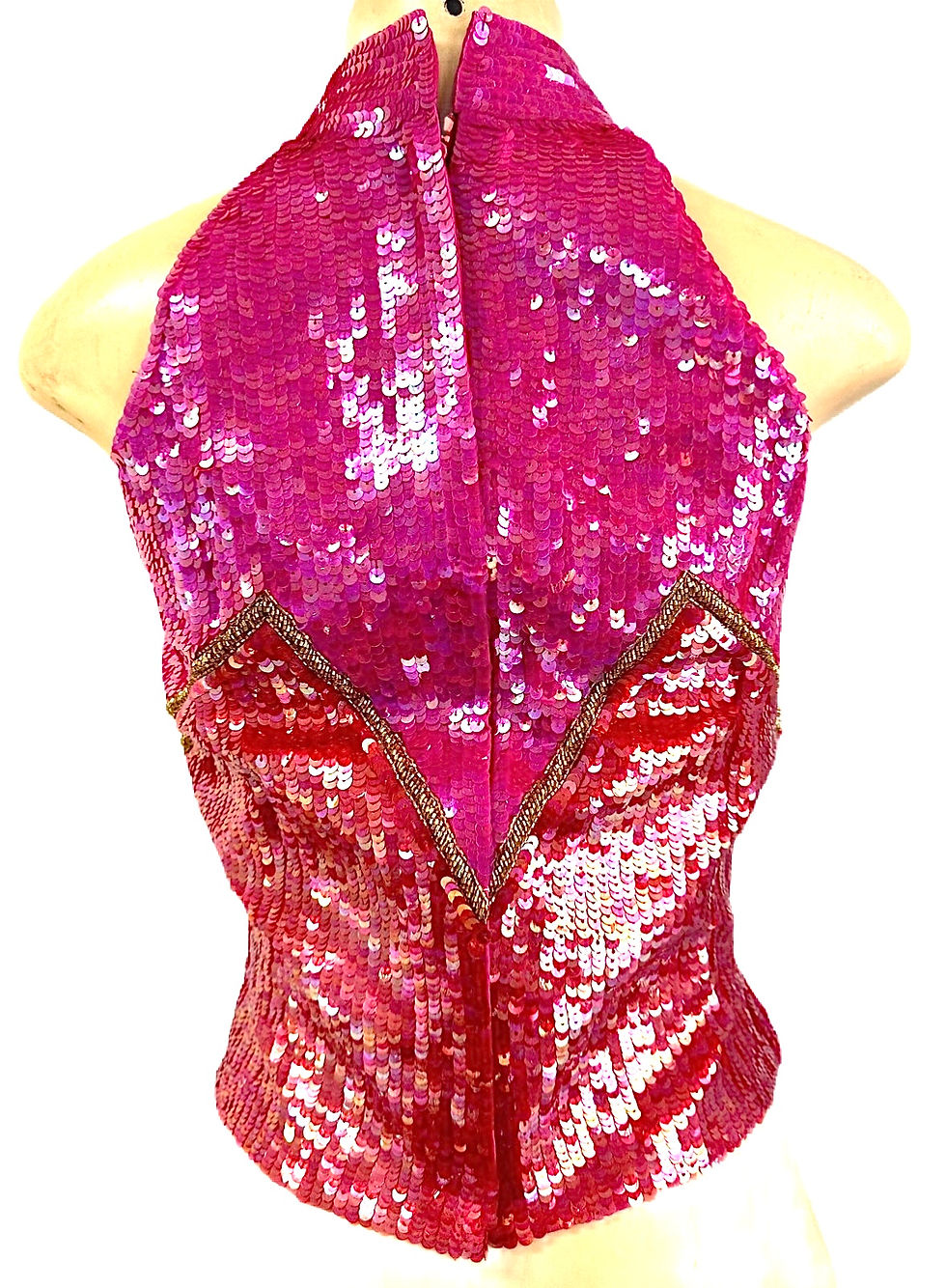 Thumbnail: Sequin Fashion Top Hot Pink and Red size S