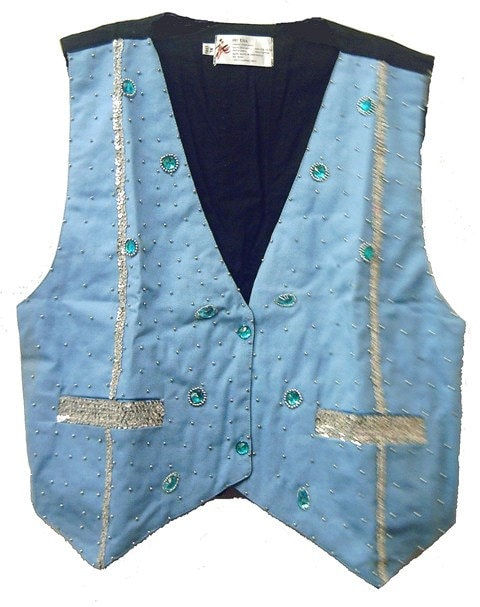Sequin Denim Vest Lite Blue