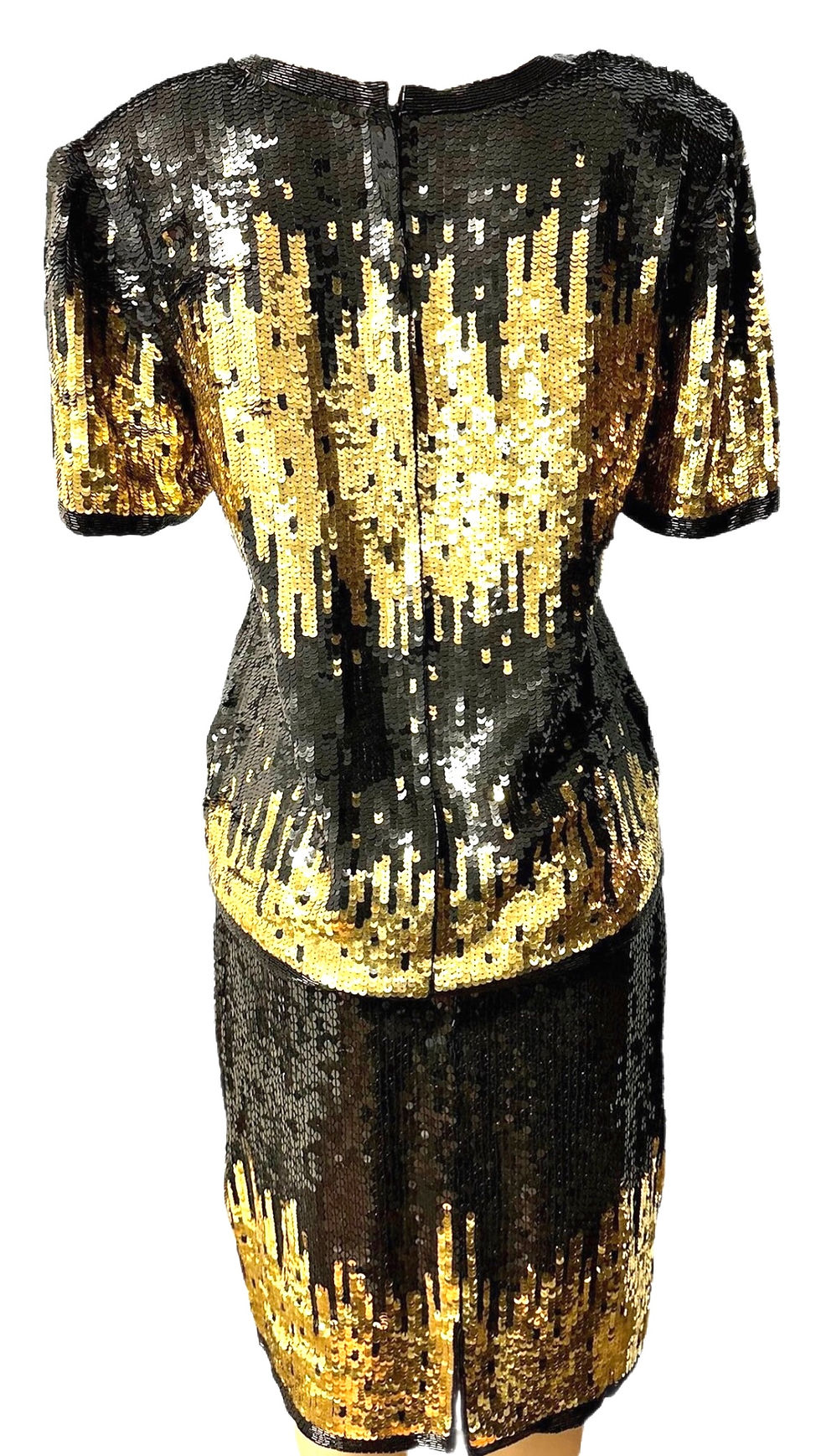 Thumbnail: 2pc Sequin Evening Formal Set Black/Gold size 8 only
