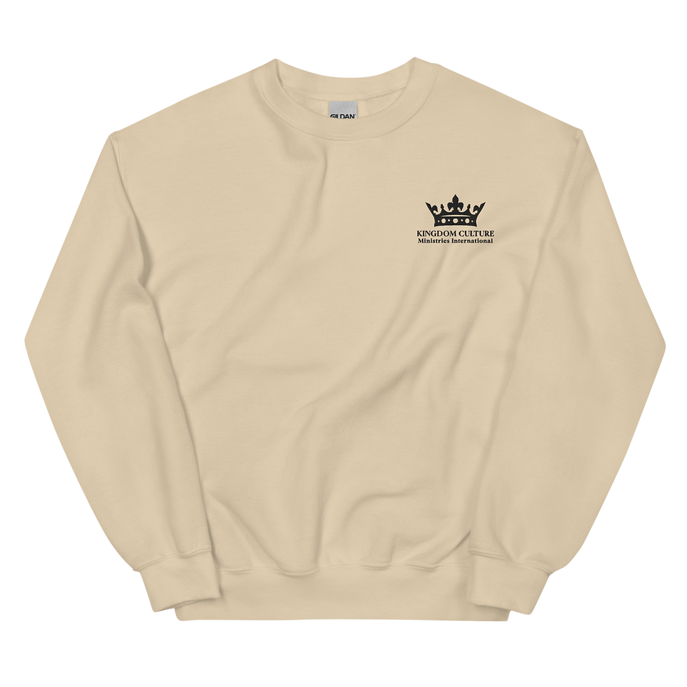 Thumbnail: Unisex sweatshirt with the black KCMI crown logo.