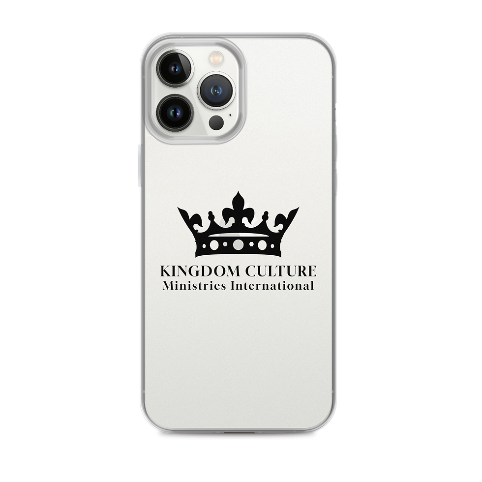 Thumbnail: Clear iPhone case with a black KCMI crown logo.