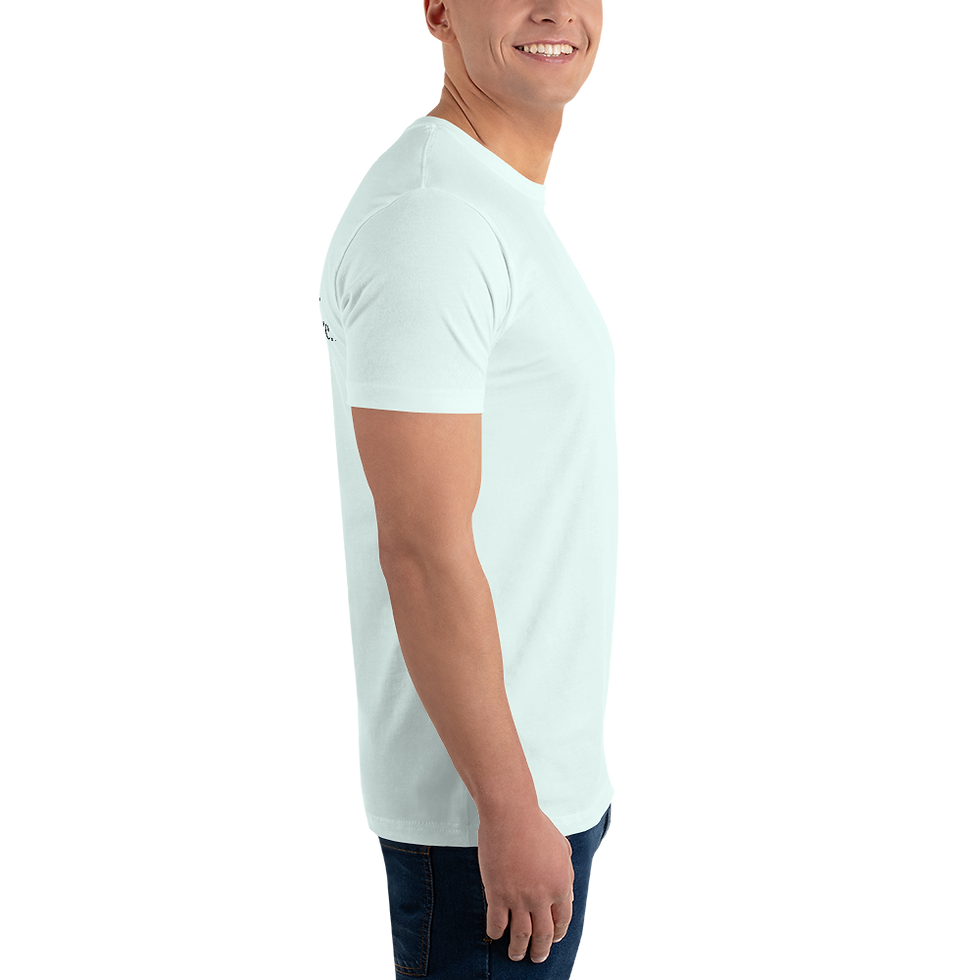 Thumbnail: Men's short-sleeved t-shirt with a black KCMI logo on the front and mission on the back.