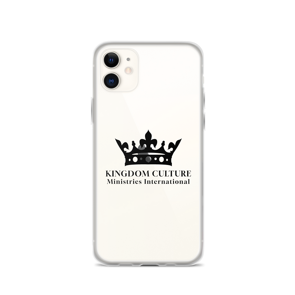 Thumbnail: Clear iPhone case with a black KCMI crown logo.